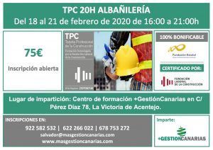 Curso de TPC de Albañilería 20 horas