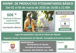 Curso de manipulador de productos fitosanitarios en Tijarafe
